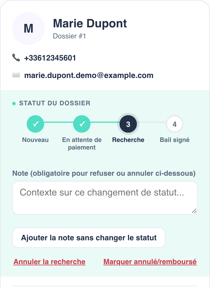 Aperçu de l'espace partenaire logement Colybry